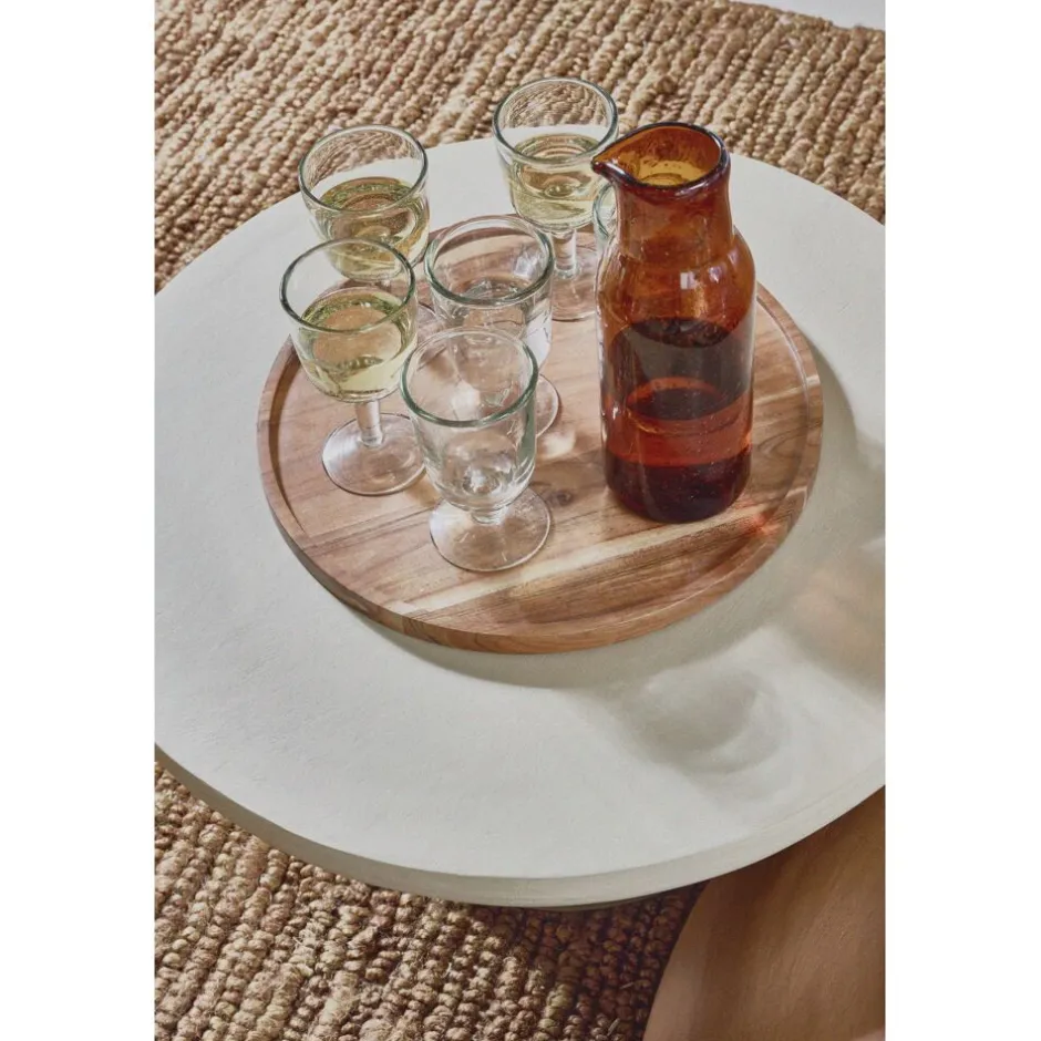 Pomax Tables Basses | Tables-PIASTRO - table basse - enduit à la chaux - DIA 50 x H 40 cm - gris/beige