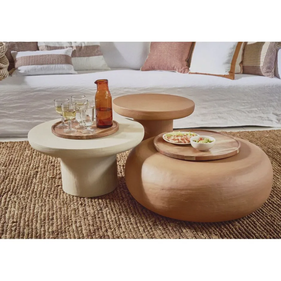 Pomax Tables Basses | Tables-PIASTRO - table basse - enduit à la chaux - DIA 50 x H 40 cm - terracotta