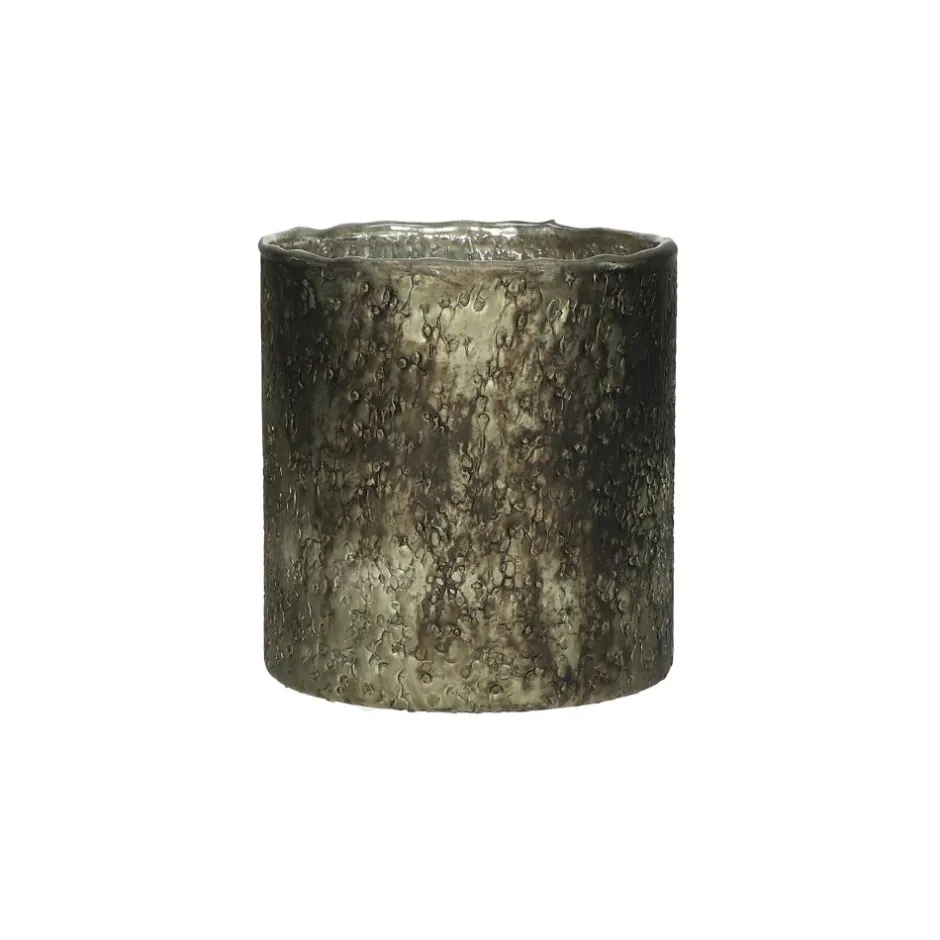Pomax Photophores / T-lights-PIATRA - photophore - verre - DIA 15 x H 16 cm - gris foncé