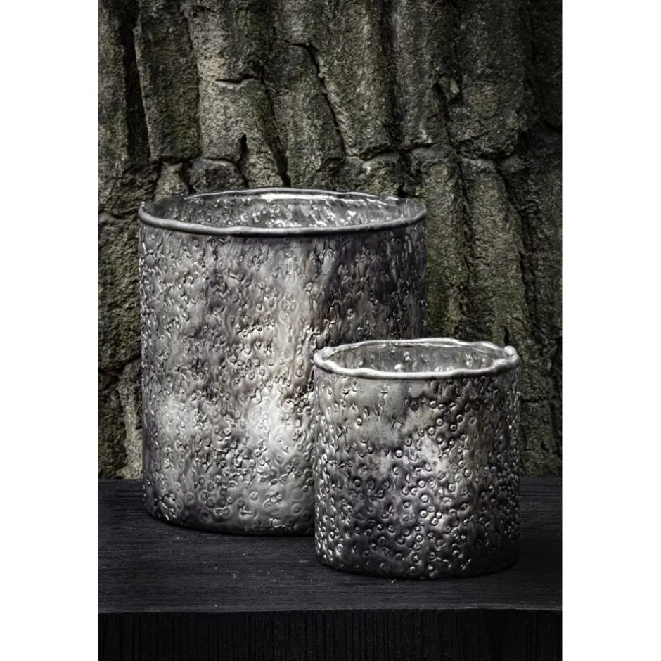 Pomax Photophores / T-lights-PIATRA - photophore - verre - DIA 10 x H 11 cm - gris foncé