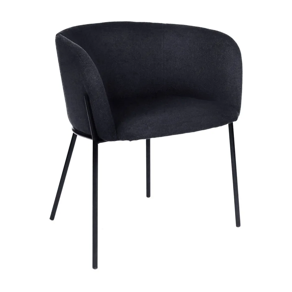 Pomax Chaises-POLKA - chaise - tissu / métal - L 52 x W 59 x H 68 cm - blue nuit