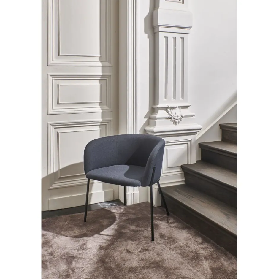 Pomax Chaises-POLKA - chaise - tissu / métal - L 52 x W 59 x H 68 cm - blue nuit