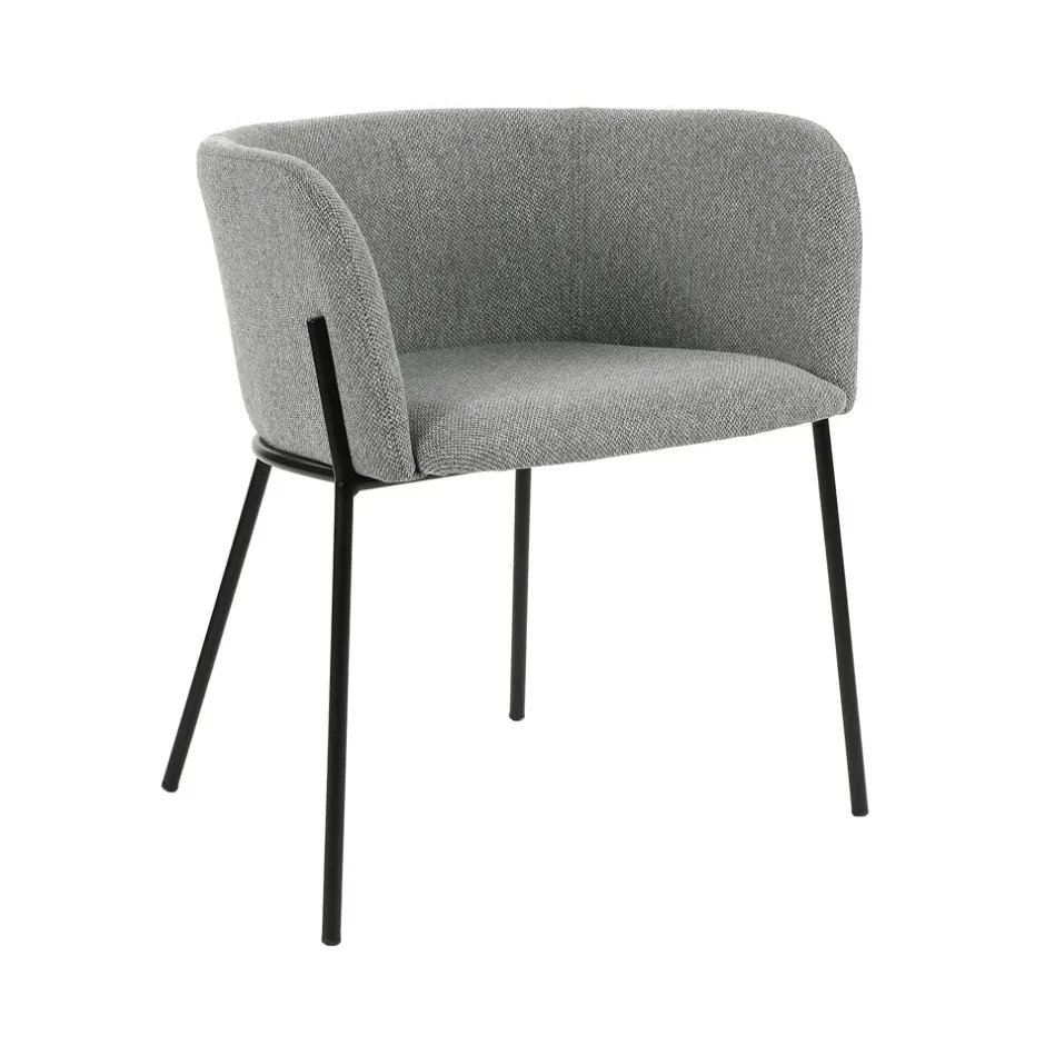 Pomax Chaises-POLKA - chaise - tissu / métal - L 52 x W 59 x H 68 cm - gris clair