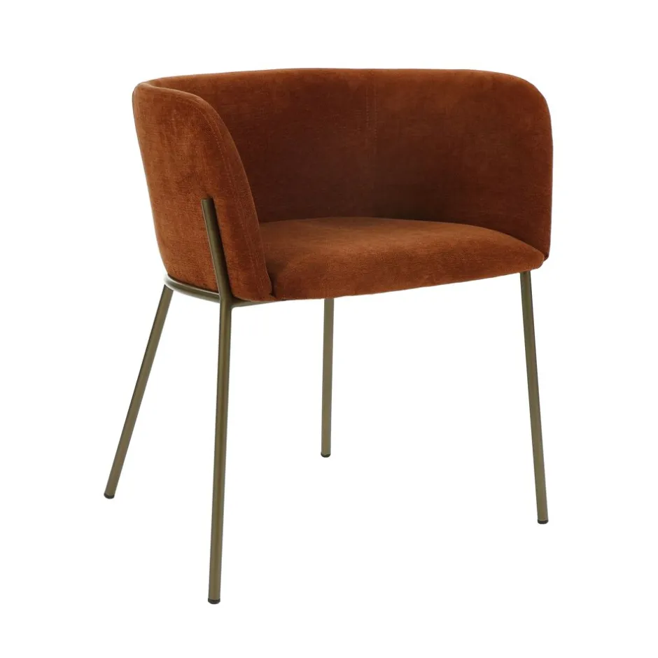 Pomax Chaises-POLKA - chaise - velours / métal - L 52 x W 59 x H 68 cm - brique