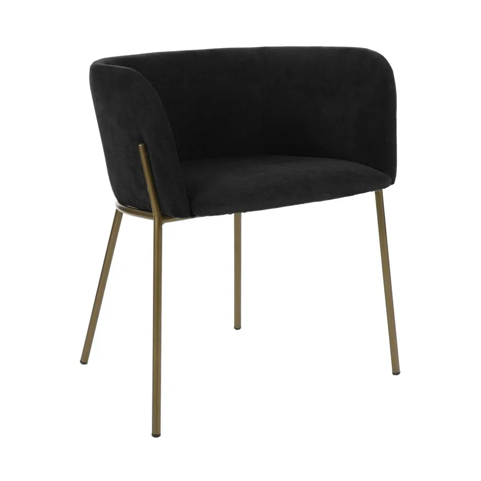 Pomax Chaises-POLKA - chaise - velours / métal - L 52 x W 59 x H 68 cm - noir