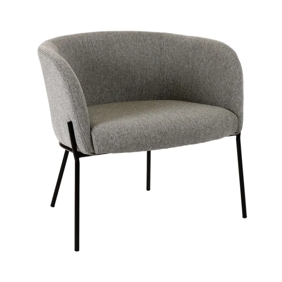 Pomax Canapés-POLKA - chaise relax - polyester / métal - L 61,5 x W 71 x H 68 cm - gris clair