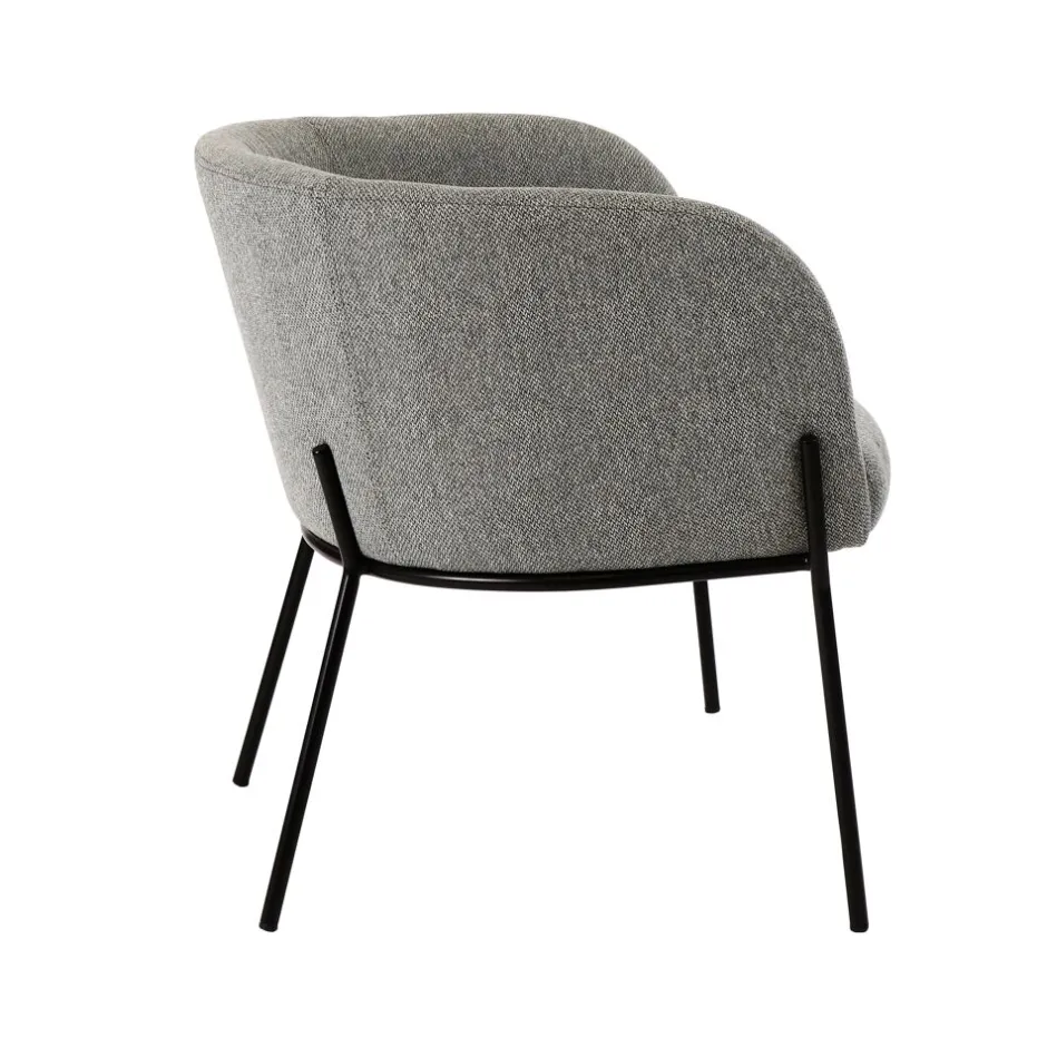 Pomax Canapés-POLKA - chaise relax - polyester / métal - L 61,5 x W 71 x H 68 cm - gris clair