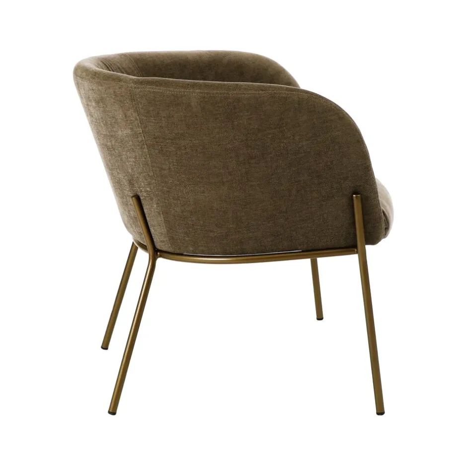 Pomax Canapés-POLKA - chaise relax - velours / métal - L 61,5 x W 71 x H 68 cm - bronze