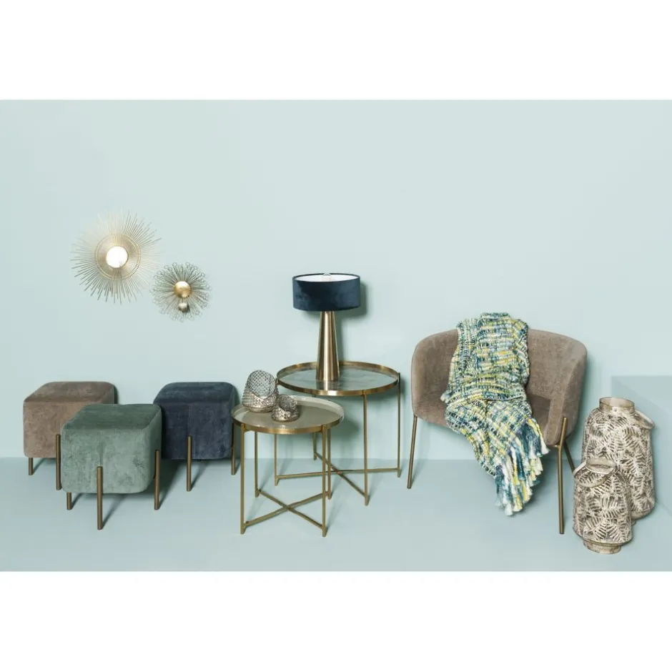 Pomax Canapés-POLKA - chaise relax - velours / métal - L 61,5 x W 71 x H 68 cm - bronze