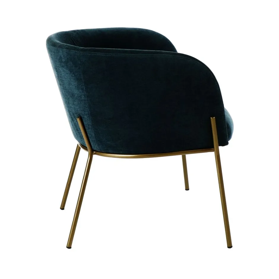 Pomax Canapés-POLKA - chaise relax - velours / métal - L 61,5 x W 71 x H 68 cm - petrol