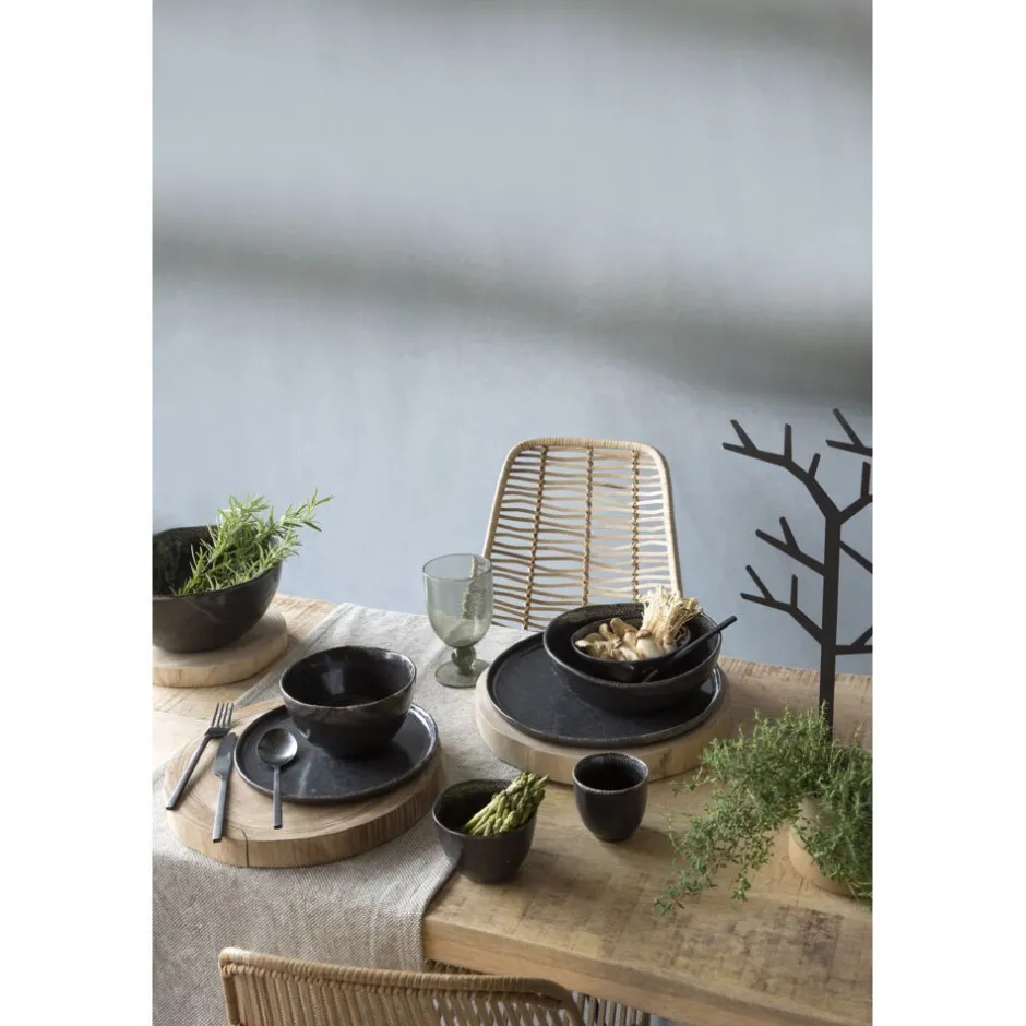 Pomax Vaisselle-PORCELINO EXPERIENCE - bol à soupe - grès - DIA 20 x H 6 cm - noir