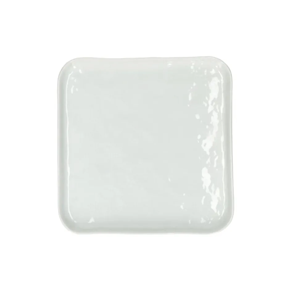 Pomax Vaisselle-PORCELINO SQUARE - assiette à dessert - porcelaine - L 20 x W 20 x H 1,6 cm - blanc