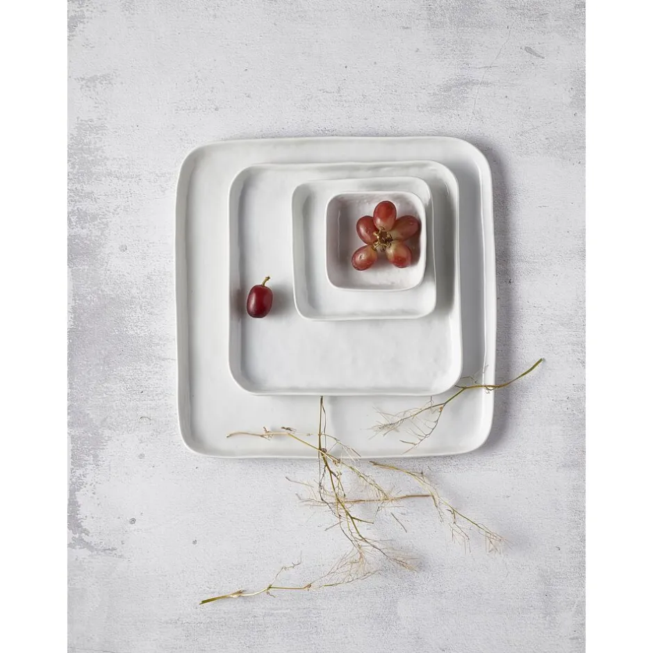 Pomax Vaisselle-PORCELINO SQUARE - assiette à dessert - porcelaine - L 20 x W 20 x H 1,6 cm - blanc