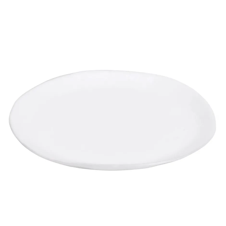 Pomax Vaisselle-PORCELINO WHITE - assiette à dessert - ovale - porcelaine - L 23 x W 19 x H 1 cm