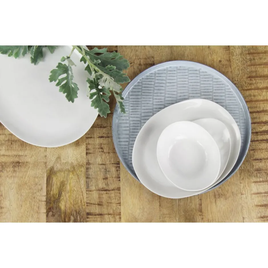 Pomax Vaisselle-PORCELINO WHITE - assiette à dessert - ovale - porcelaine - L 23 x W 19 x H 1 cm