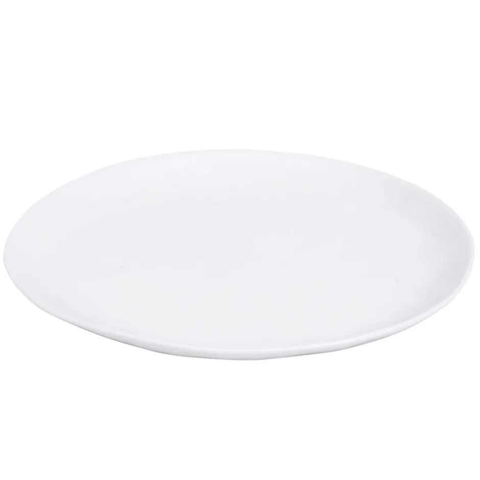 Pomax Vaisselle-PORCELINO WHITE - assiette plate - ovale - porcelaine - L 28 x W 24 x H 1 cm