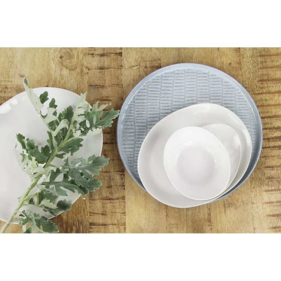 Pomax Vaisselle-PORCELINO WHITE - assiette plate - ovale - porcelaine - L 28 x W 24 x H 1 cm