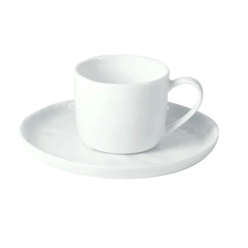 Pomax Vaisselle-PORCELINO WHITE - tasse & soucoupe - porcelaine - DIA 14 x H 6 cm