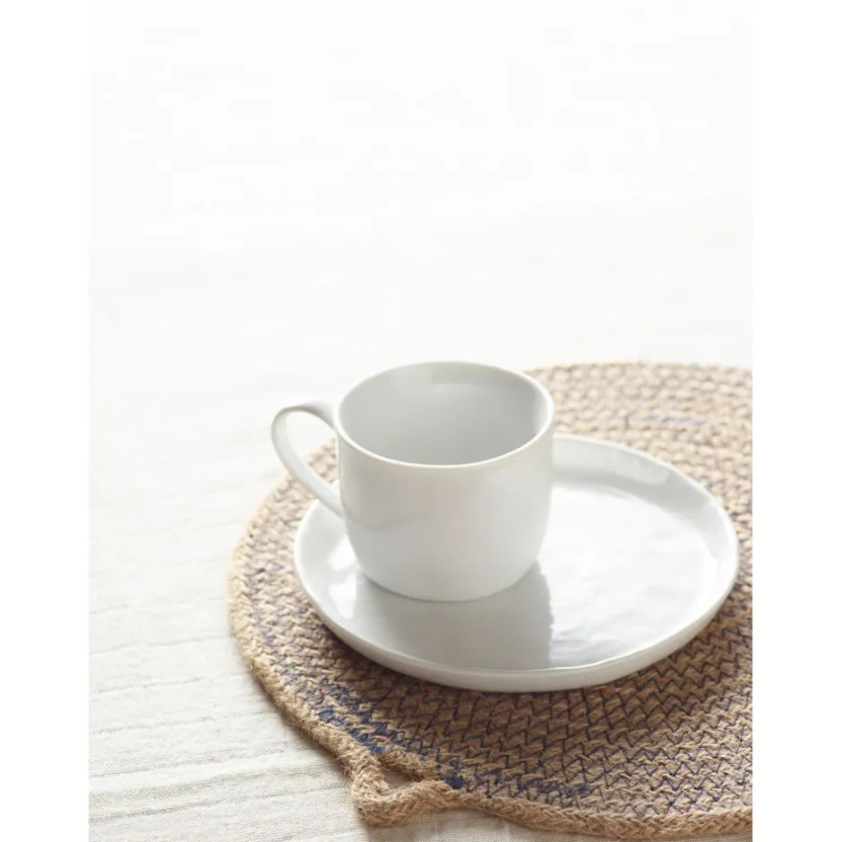 Pomax Vaisselle-PORCELINO WHITE - tasse & soucoupe - porcelaine - DIA 14 x H 6 cm