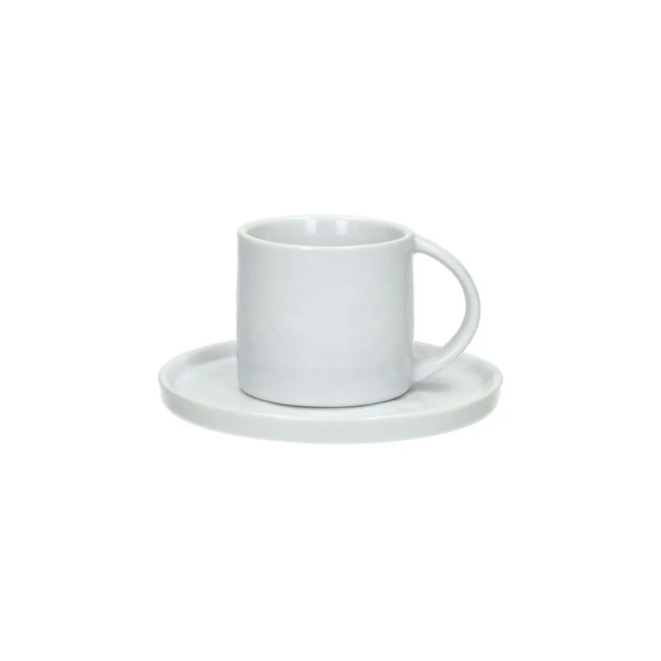 Pomax Vaisselle-PORCELINO WHITE - tasse & soucoupe - porcelaine - DIA 11,5 x H 7,2 cm - blanc
