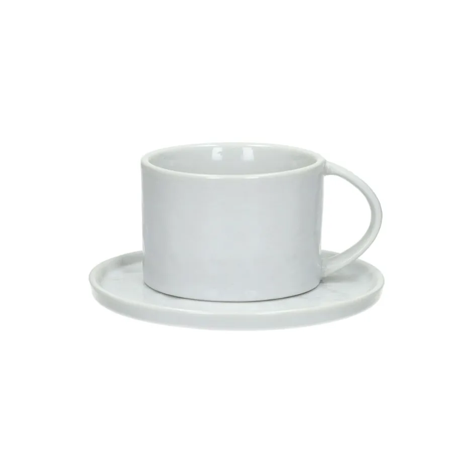 Pomax Vaisselle-PORCELINO WHITE - tasse & soucoupe - porcelaine - DIA 14 x H 8,2 cm - blanc