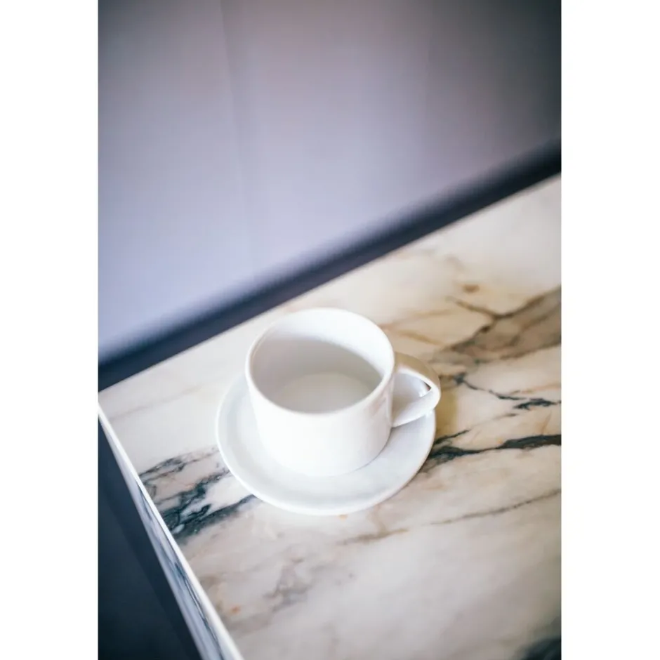 Pomax Vaisselle-PORCELINO WHITE - tasse & soucoupe - porcelaine - DIA 14 x H 8,2 cm - blanc