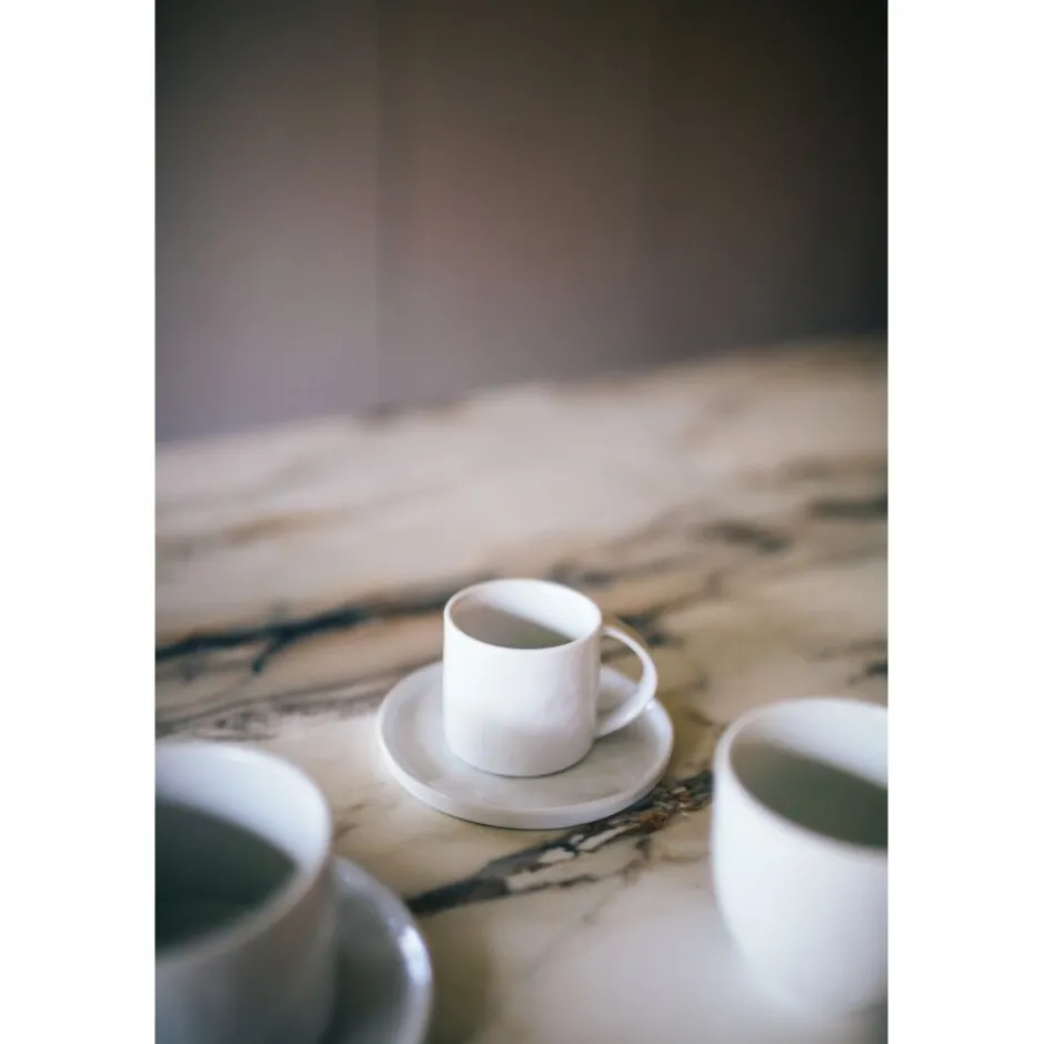 Pomax Vaisselle-PORCELINO WHITE - tasse & soucoupe - porcelaine - DIA 11,5 x H 7,2 cm - blanc