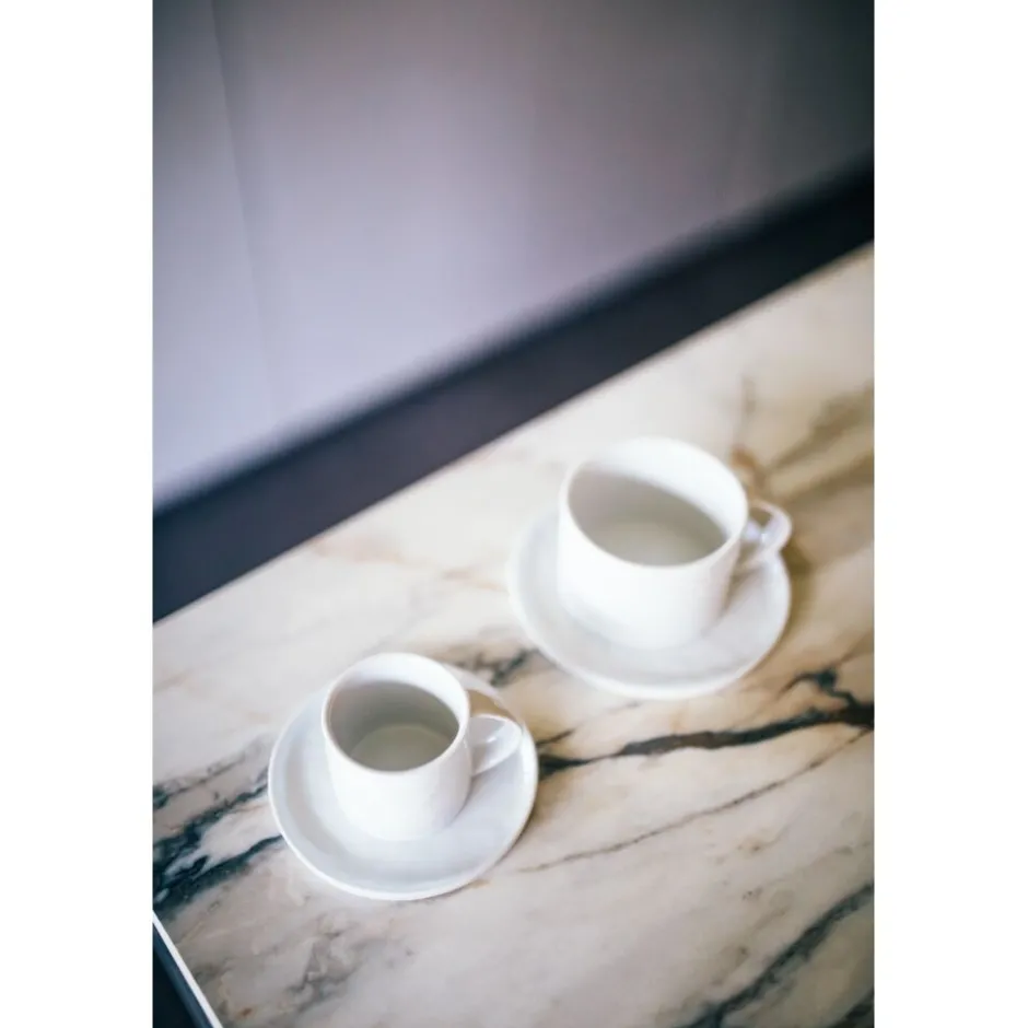 Pomax Vaisselle-PORCELINO WHITE - tasse & soucoupe - porcelaine - DIA 11,5 x H 7,2 cm - blanc