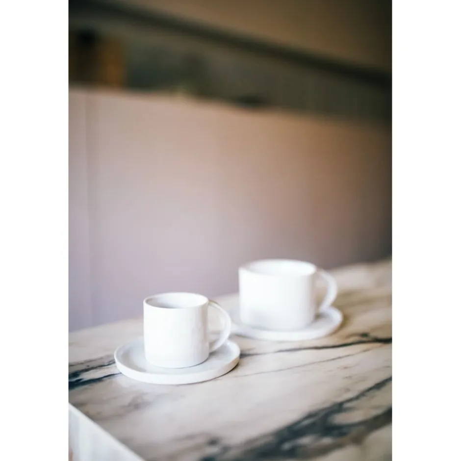 Pomax Vaisselle-PORCELINO WHITE - tasse & soucoupe - porcelaine - DIA 11,5 x H 7,2 cm - blanc