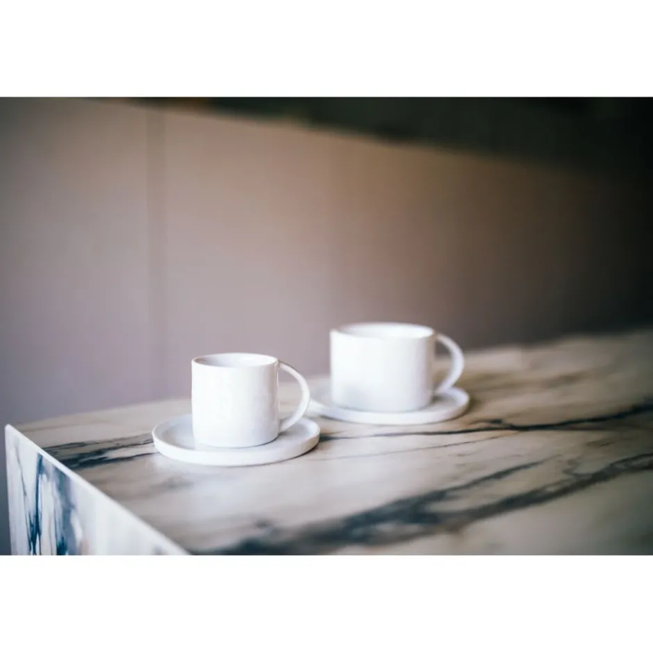 Pomax Vaisselle-PORCELINO WHITE - tasse & soucoupe - porcelaine - DIA 11,5 x H 7,2 cm - blanc
