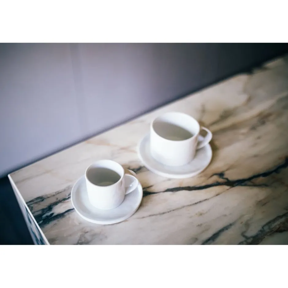 Pomax Vaisselle-PORCELINO WHITE - tasse & soucoupe - porcelaine - DIA 11,5 x H 7,2 cm - blanc