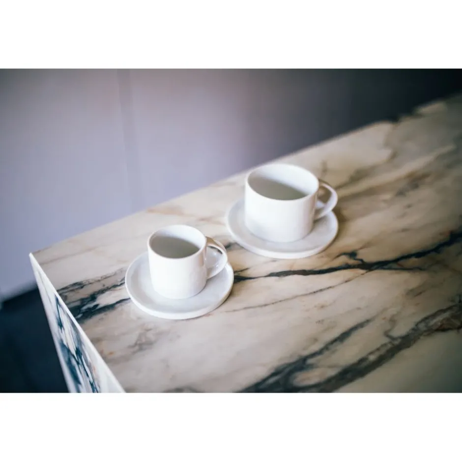 Pomax Vaisselle-PORCELINO WHITE - tasse & soucoupe - porcelaine - DIA 11,5 x H 7,2 cm - blanc