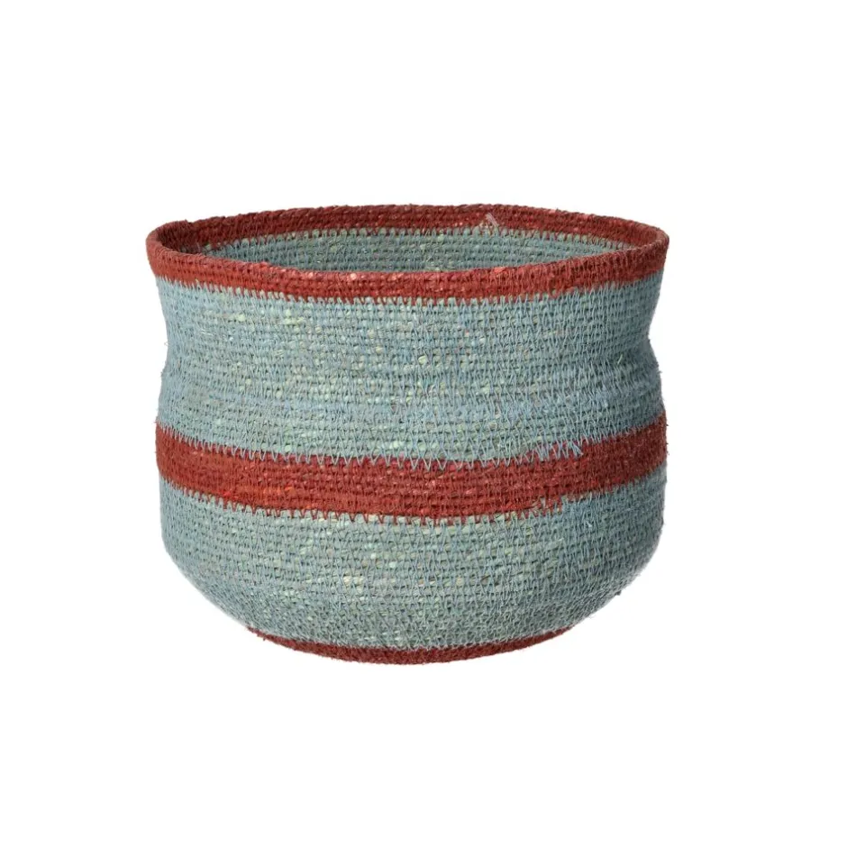 Pomax Bols & Paniers-PORT LOUIS - panier - jonc de mer - DIA 21 x H 17 cm - gris bleu