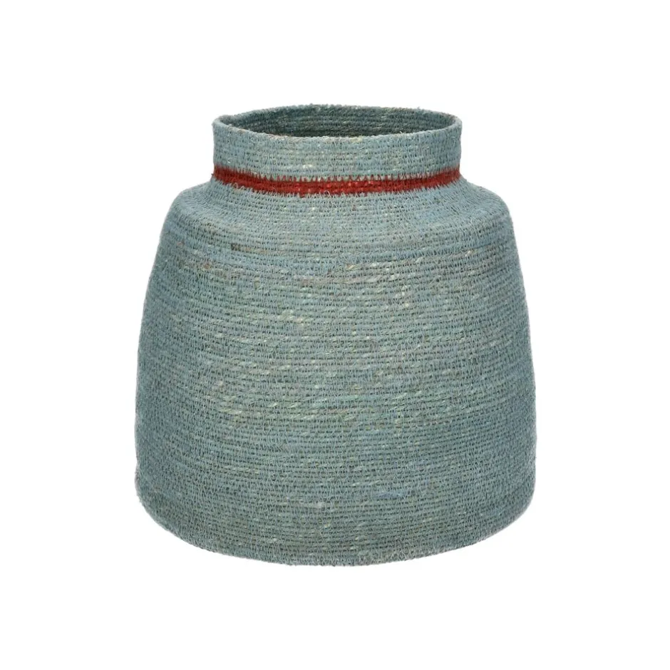Pomax Bols & Paniers-PORT LOUIS - panier - jonc de mer - DIA 28 x H 28 cm - gris bleu