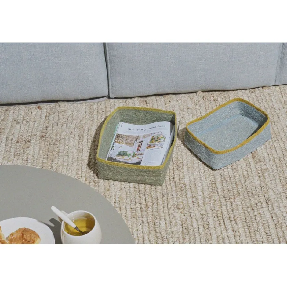 Pomax Bols & Paniers-PORT LOUIS - set/2 paniers - jonc de mer - L 30/30 x W 22/20 x H 9/8 cm - vert
