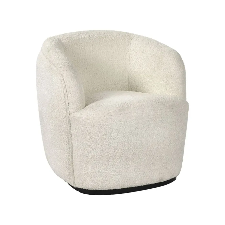 Pomax Canapés-PORTERVILLE - canapé 1 place - bouclé / contre-plaqué - L 74 x W 71,5 x H 72 cm - blanc