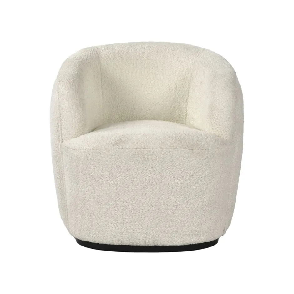 Pomax Canapés-PORTERVILLE - canapé 1 place - bouclé / contre-plaqué - L 74 x W 71,5 x H 72 cm - blanc