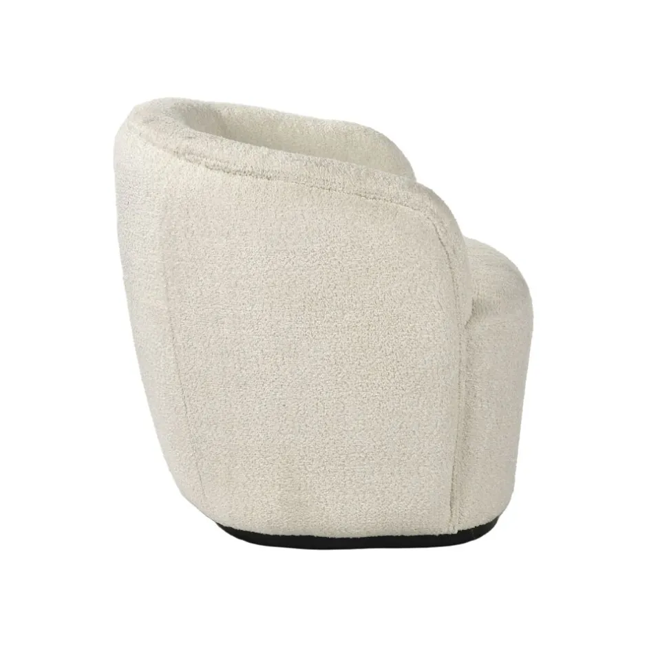 Pomax Canapés-PORTERVILLE - canapé 1 place - bouclé / contre-plaqué - L 74 x W 71,5 x H 72 cm - blanc