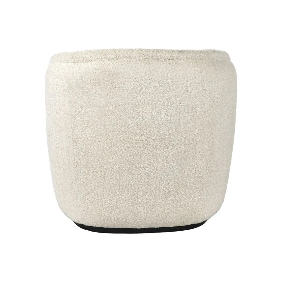 Pomax Canapés-PORTERVILLE - canapé 1 place - bouclé / contre-plaqué - L 74 x W 71,5 x H 72 cm - blanc