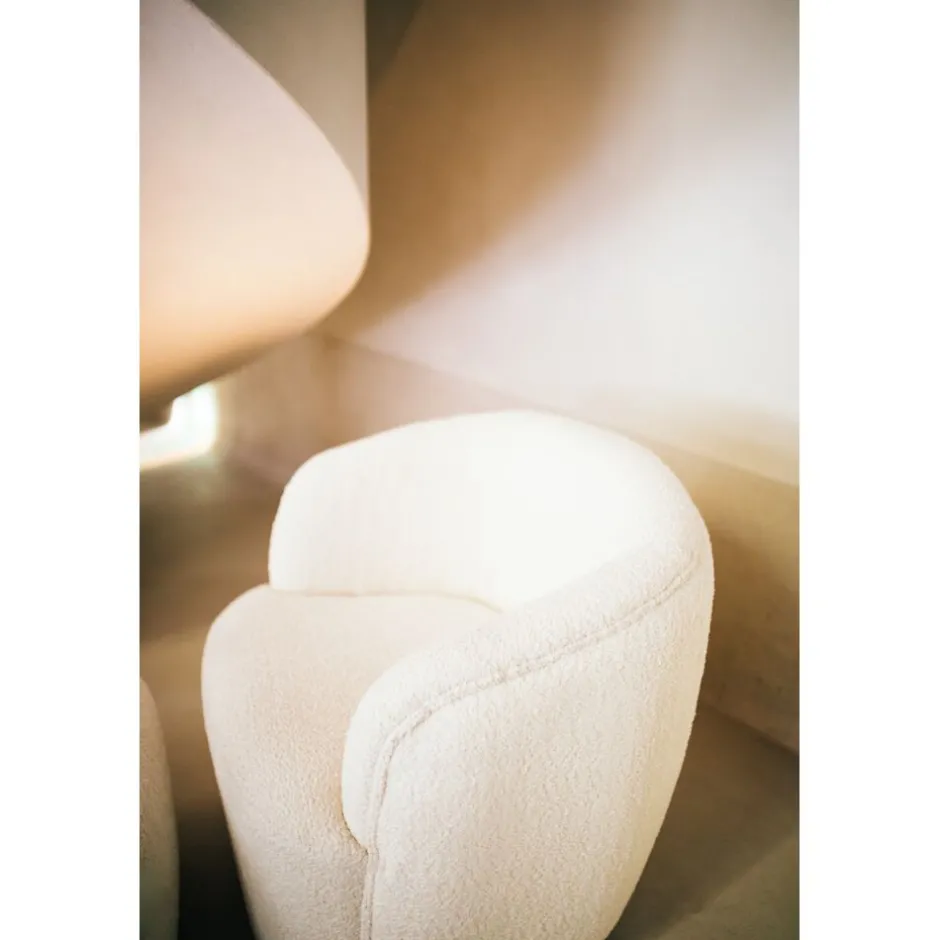 Pomax Canapés-PORTERVILLE - canapé 1 place - bouclé / contre-plaqué - L 74 x W 71,5 x H 72 cm - blanc