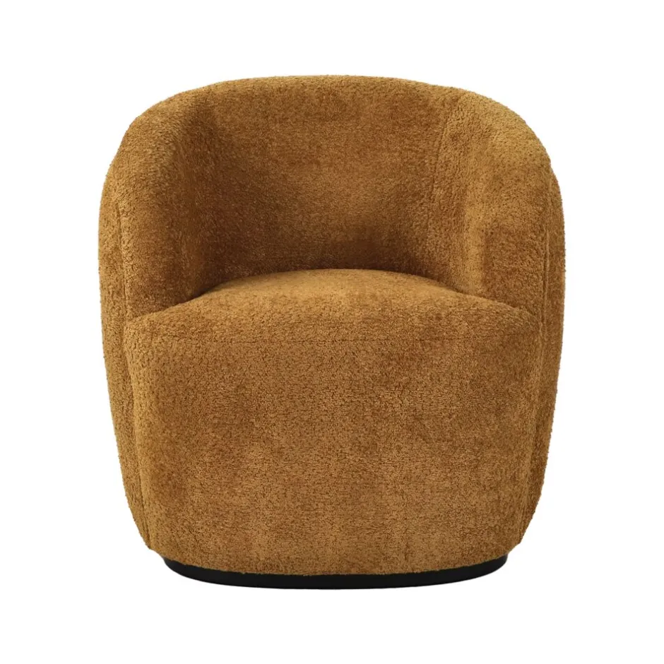 Pomax Canapés-PORTERVILLE - canapé 1 place - bouclé / contre-plaqué - L 74 x W 71,5 x H 72 cm - camel