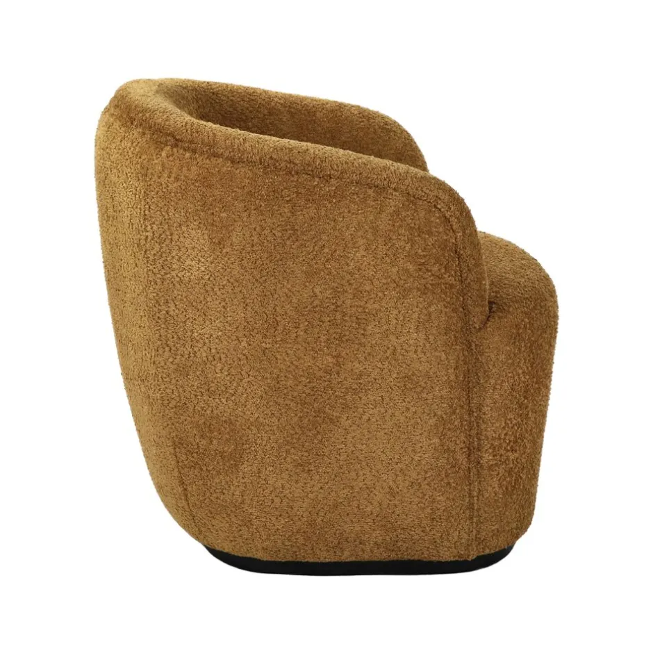 Pomax Canapés-PORTERVILLE - canapé 1 place - bouclé / contre-plaqué - L 74 x W 71,5 x H 72 cm - camel