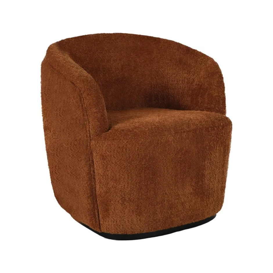 Pomax Canapés-PORTERVILLE - canapé 1 place - bouclé / contre-plaqué - L 74 x W 71,5 x H 72 cm - rouille