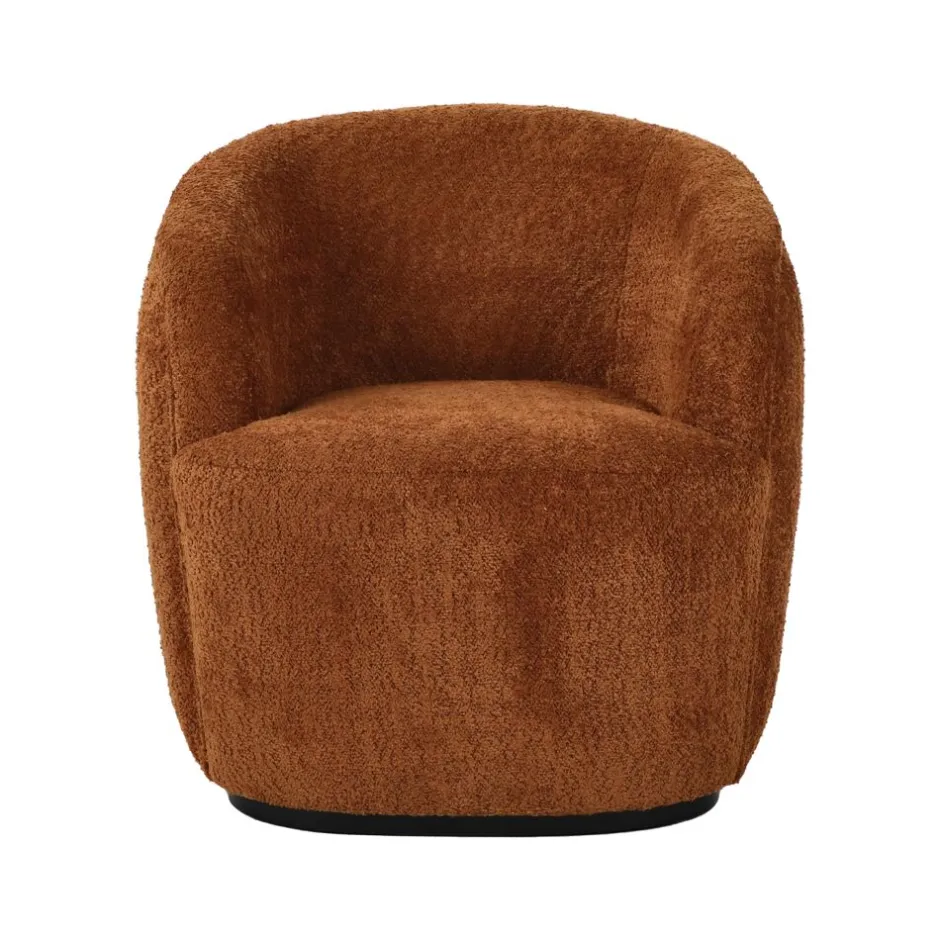 Pomax Canapés-PORTERVILLE - canapé 1 place - bouclé / contre-plaqué - L 74 x W 71,5 x H 72 cm - rouille