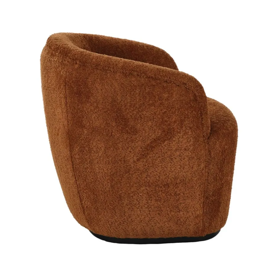 Pomax Canapés-PORTERVILLE - canapé 1 place - bouclé / contre-plaqué - L 74 x W 71,5 x H 72 cm - rouille