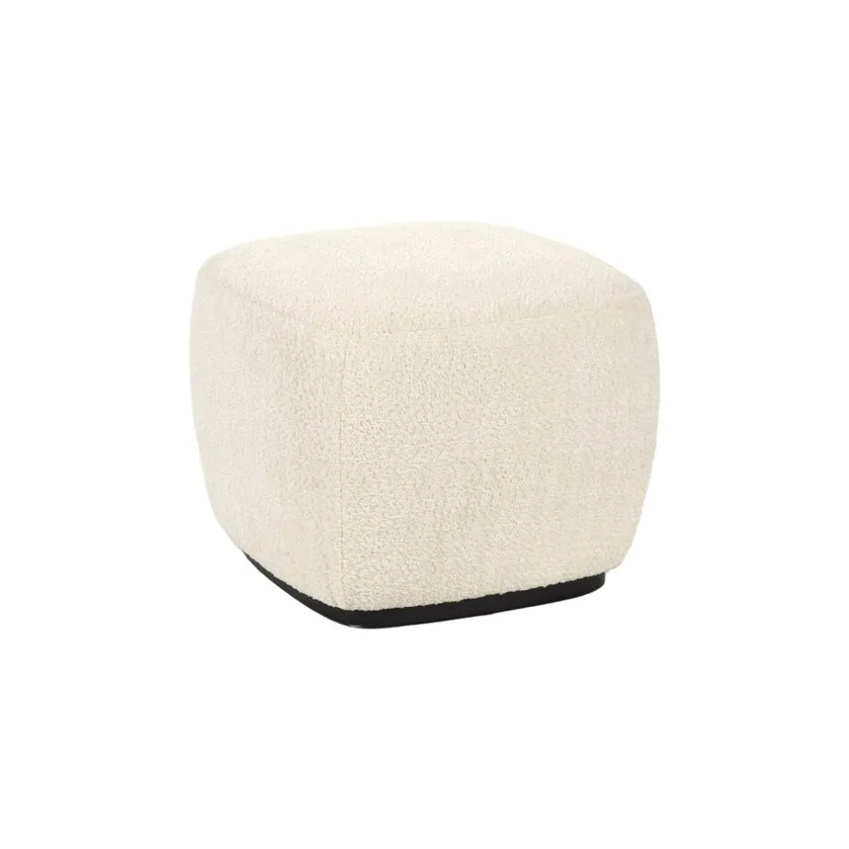 Pomax Poufs-PORTERVILLE - pouf - bouclé - L 51 x W 51 x H 41 cm - blanc