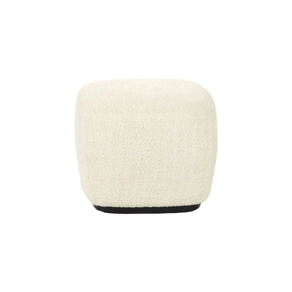 Pomax Poufs-PORTERVILLE - pouf - bouclé - L 51 x W 51 x H 41 cm - blanc