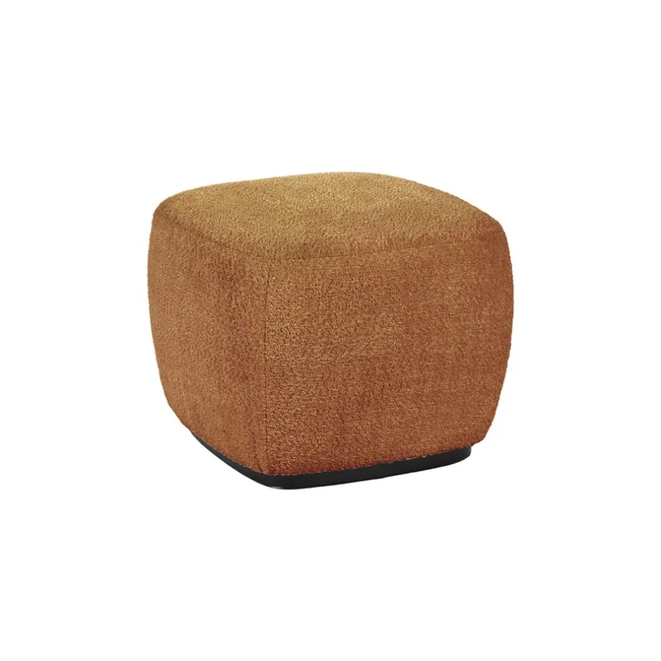 Pomax Poufs-PORTERVILLE - pouf - bouclé - L 51 x W 51 x H 41 cm - camel