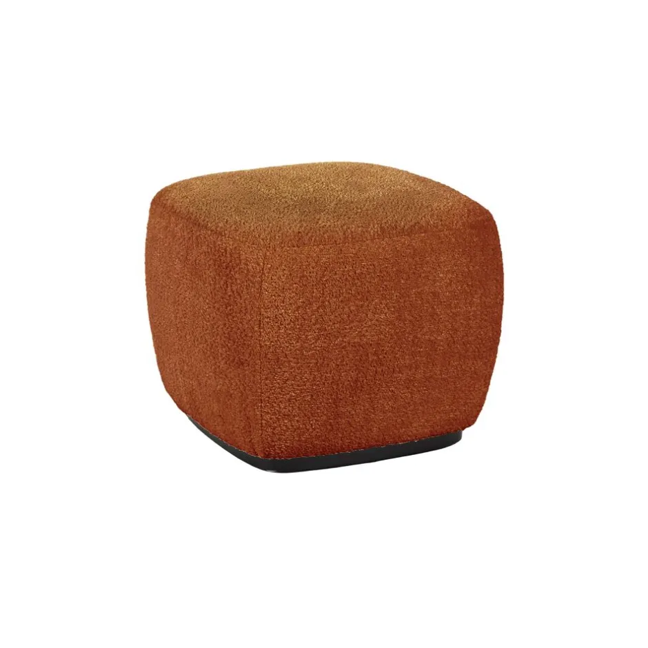 Pomax Poufs-PORTERVILLE - pouf - bouclé - L 51 x W 51 x H 41 cm - rouille