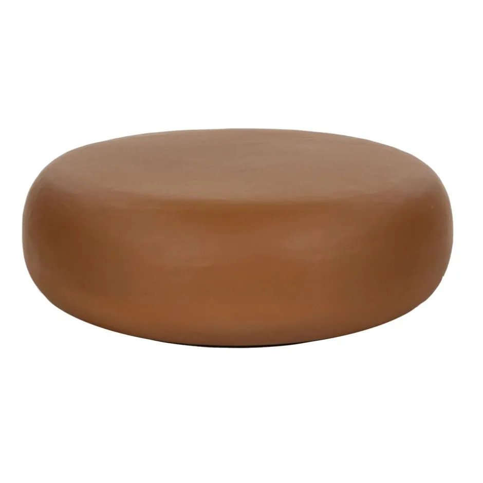 Pomax Poufs-PRETORIA - pouf/table d'appoint - enduit à la chaux - DIA 70 x H 25 cm - terracotta